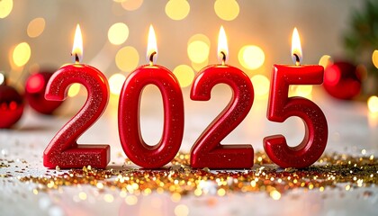 New year candles glowing