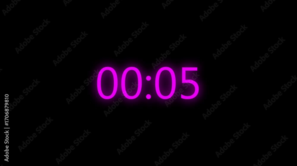 Poster digital neon timer showing zero minutes and 10 second.