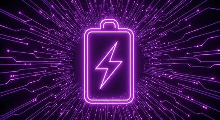Electrifying Energy Concept with Glowing Purple Battery Icon