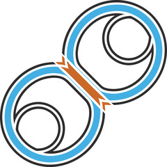 Creative blue and orange infinity loop design with bold lines and flow. A modern abstract artwork symbolizing eternity, balance, and limitless possibilities for logos or art.