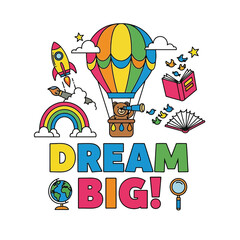 Colorful Flat Illustration set of a Motivation Graphic and typography