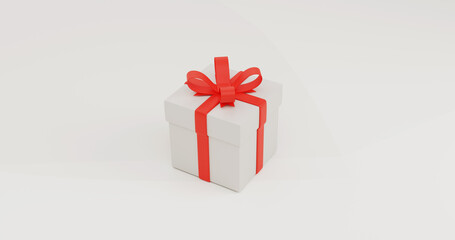 White Gift Box with Red Ribbon Bow
