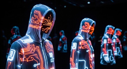 Futuristic Digital Clothing Glows with Modern Technology Circuits