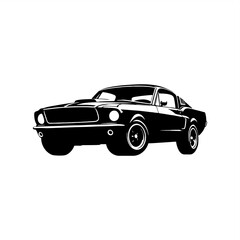 simple silhouette illustration vintage muscle car vector	