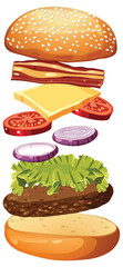Exploded View of Classic Cheeseburger Ingredients