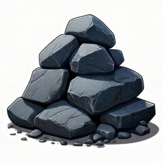 Dark gray rocks piled in a pyramid shape