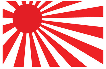 Red Rising Sun with Radiating Rays Vector Illustration