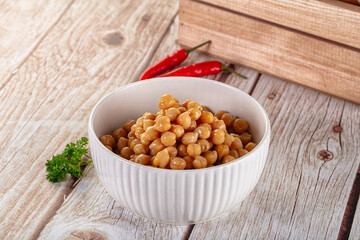 Boiled chickpea beans in the bowl