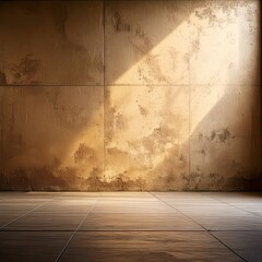 Empty room with light tan textured walls and floor