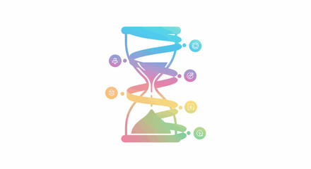Colorful Hourglass Infographic Representing Time Management Process