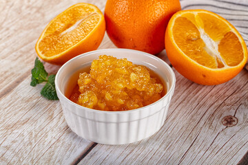Sweet orange jam in the bowl