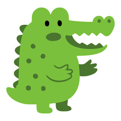 cute cartoon crocodile standing flat color vector illustration template design