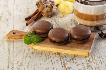 Sweet tasty almond dessert - chocolate macaroon