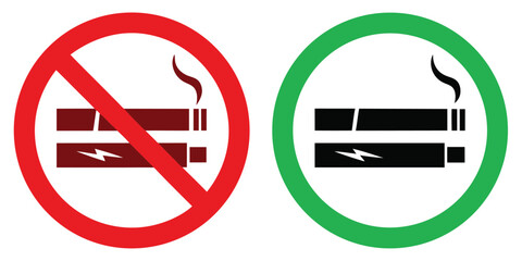 No smoking, No vaping combined sign. Smoking & vaping area or allowed symbol. High resolution vector icon 
