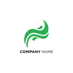 Fototapeta premium Abstract Green Wave Logo Design with Human Figure.