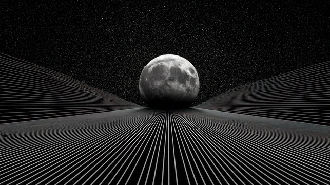 Lunar landscape with parallel lines