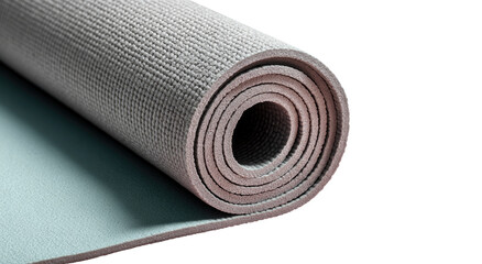Rolled light gray exercise mat