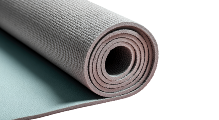 Rolled light gray exercise mat