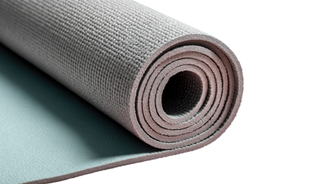 Rolled light gray exercise mat