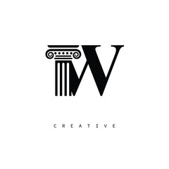 IW Law Prime Monogram Logo Design Classic Column & Legal Symbol