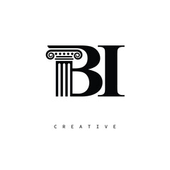 BI Law Prime Monogram Logo Design Classic Column & Legal Symbol