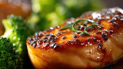 Delicious Glazed Chicken Breast with Broccoli - A Healthy and Flavorful Meal.