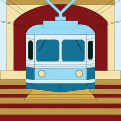 Vibrant Subway Car Illustration An Artistic Depiction of Urban Transportation and Tunnel Environment Artistically Rendered
