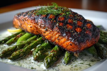 Delicious Grilled Salmon with Asparagus.