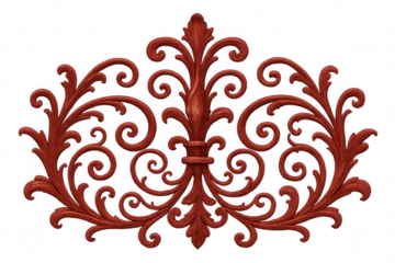 Versatile red floral ornament on transparent background, perfect for a wide range of creative projects