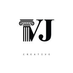 VJ Law Prime Monogram Logo Design Classic Column & Legal Symbol