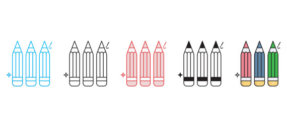 Obraz premium Coloured Pencils icon design with white background stock illustration
