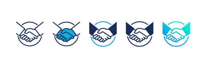 Handshake icon set multiple style collection