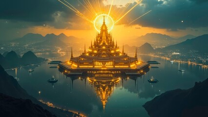 Obraz premium Sky Golden Tower Art Picture