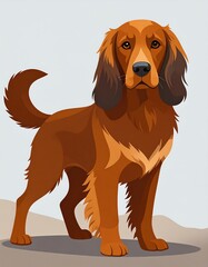 Illustration of a standing, reddish-brown dog