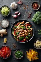 Delicious Stir Fry Dish with Fresh Vegetables and Ingredients.