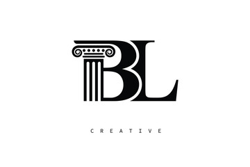 BL Law Prime Monogram Logo Design Classic Column & Legal Symbol