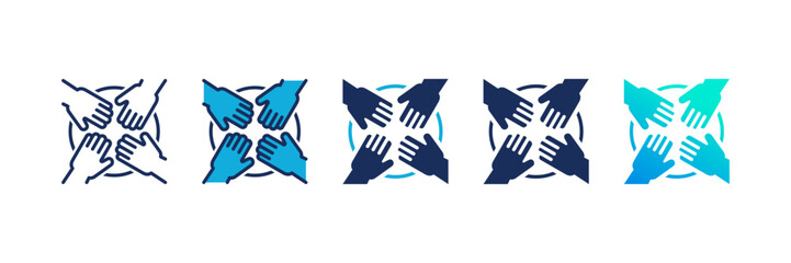 Teamwork icon set multiple style collection