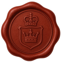 Red wax seal with royal crest and crown
