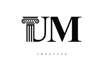 UM Law Prime Monogram Logo Design Classic Column & Legal Symbol