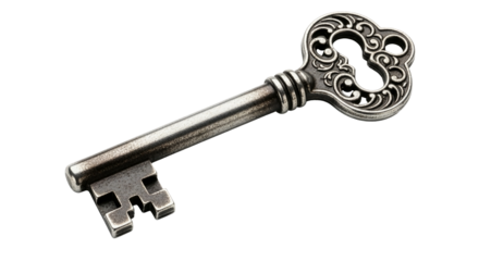 Vintage Ornate Skeleton Key on White