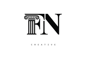 FN Law Prime Monogram Logo Design Classic Column & Legal Symbol