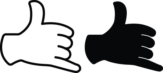 Shaka Hand Gesture Icons. Hang Loose Symbol Vector Set..eps