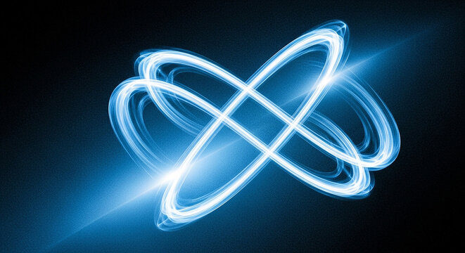 Glowing blue circular shapes creating abstract design on dark background