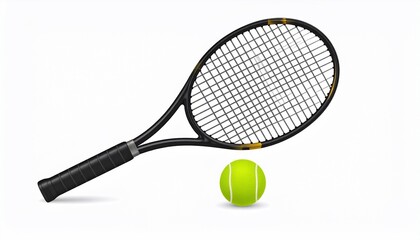 Tennis racket and ball illustration on a pristine white background perfect for sports designs