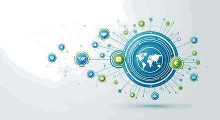 Modern Global Network Technology Connectivity Digital Concept Illustration