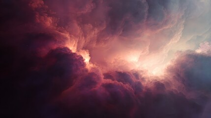 Dramatic Sky With Fiery Clouds and Light Rays.