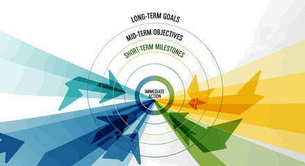 Strategic Vision Arrow Chart For Business Planning And Goal Setting