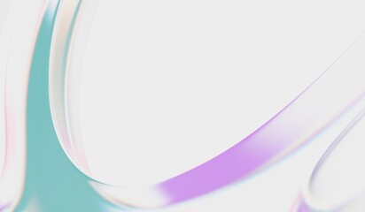 Abstract iridescent glass on the white background, geometric design, 3d dispersion render 4k 8k