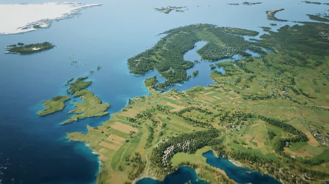 Majestic Aerial View of Snow-Capped Mountains and Lush Landscape