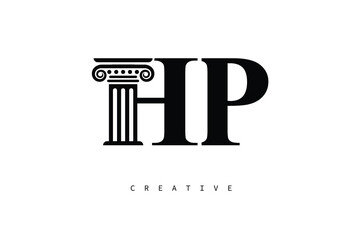 HP Law Prime Monogram Logo Design Classic Column & Legal Symbol